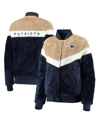 Women's Navy, Cream New England Patriots Riot Squad Sherpa Full-Snap Jacket