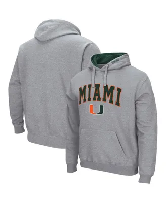 Men's Heathered Gray Miami Hurricanes Arch Logo 3.0 Pullover Hoodie