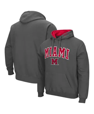 Men's Charcoal Miami University Redhawks Arch and Logo Pullover Hoodie