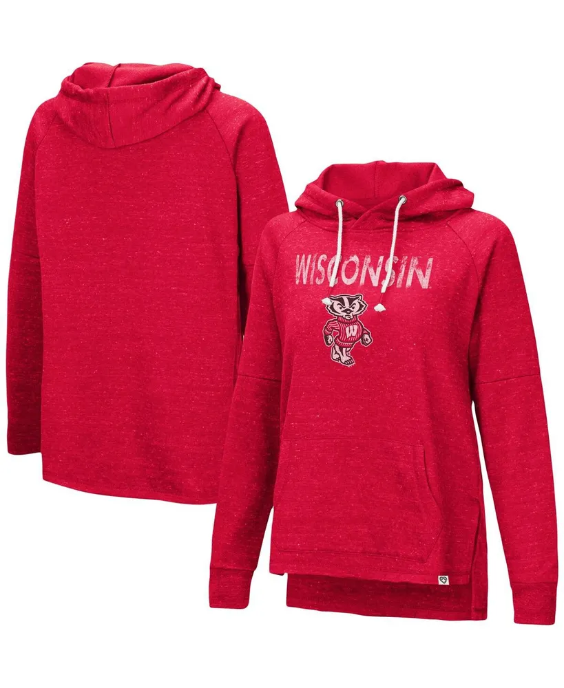 Women's Red Wisconsin Badgers Nollie Slub Raglan Pullover Hoodie