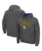 Men's Charcoal Marquette Golden Eagles Arch and Logo Pullover Hoodie