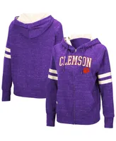 Women's Purple Clemson Tigers Speckle Fleece Raglan Full-Zip Hoodie