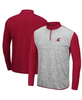 Men's Heathered Gray, Crimson Washington State Cougars Prospect Quarter-Zip Jacket