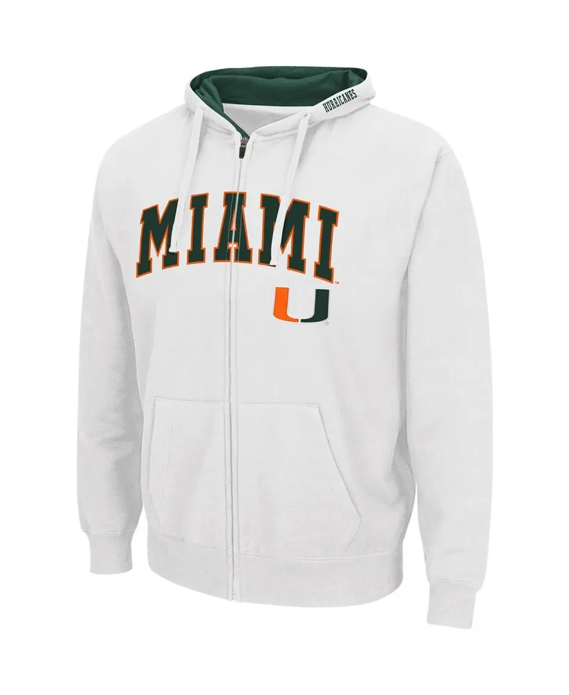 Men's White Miami Hurricanes Arch Logo 3.0 Full-Zip Hoodie