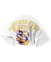 Women's White Lsu Tigers Raw Hem Cropped Long Sleeve T-shirt