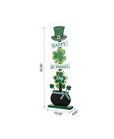 Glitzhome 42" Lighted St. Patrick's Wooden Shamrocks Porch Decor