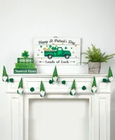 Glitzhome 6' Fabric St. Patrick's Gnomes and Shamrocks Garland