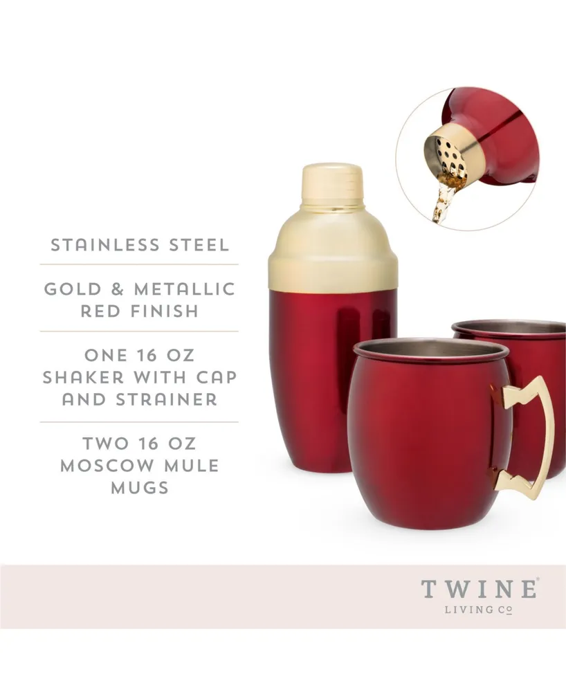 Twine Moscow Mule Mug and Cocktail Shaker, Set of 3