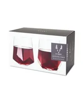 Viski Raye Faceted Crystal Wine Glass, Set of 2, 20 Oz