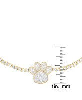 Cubic Zirconia Paw Adjustable Bolo Bracelet in Fine Gold Plate