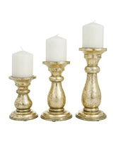 Wood French Country Candle Holder, Set of 3 - Gold