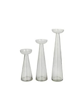 The Novogratz Glass Pillar Candle Holder, Set of 3