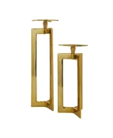 Contemporary Candle Holder, Set of 2 - Gold