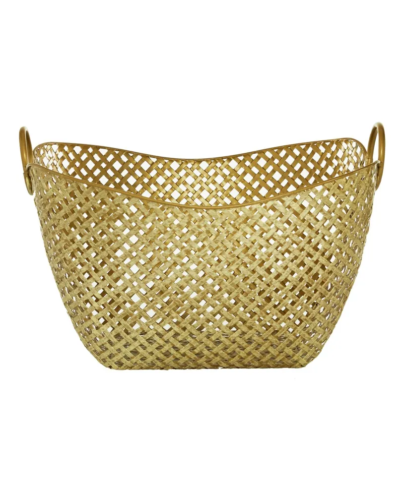 Metal Contemporary Storage Basket, 11" x 17" - Gold