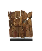 Teak Wood Natural Abstract Sculpture, 16" x 13"