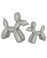 Contemporary Dog Sculpture, Set of 2 - Silver