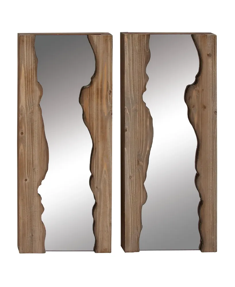 Wood Contemporary Wall Mirror, Set of 2