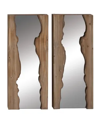 Wood Contemporary Wall Mirror, Set of 2
