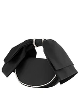 Women's Crystal Trim Satin Bow Clutch Bag