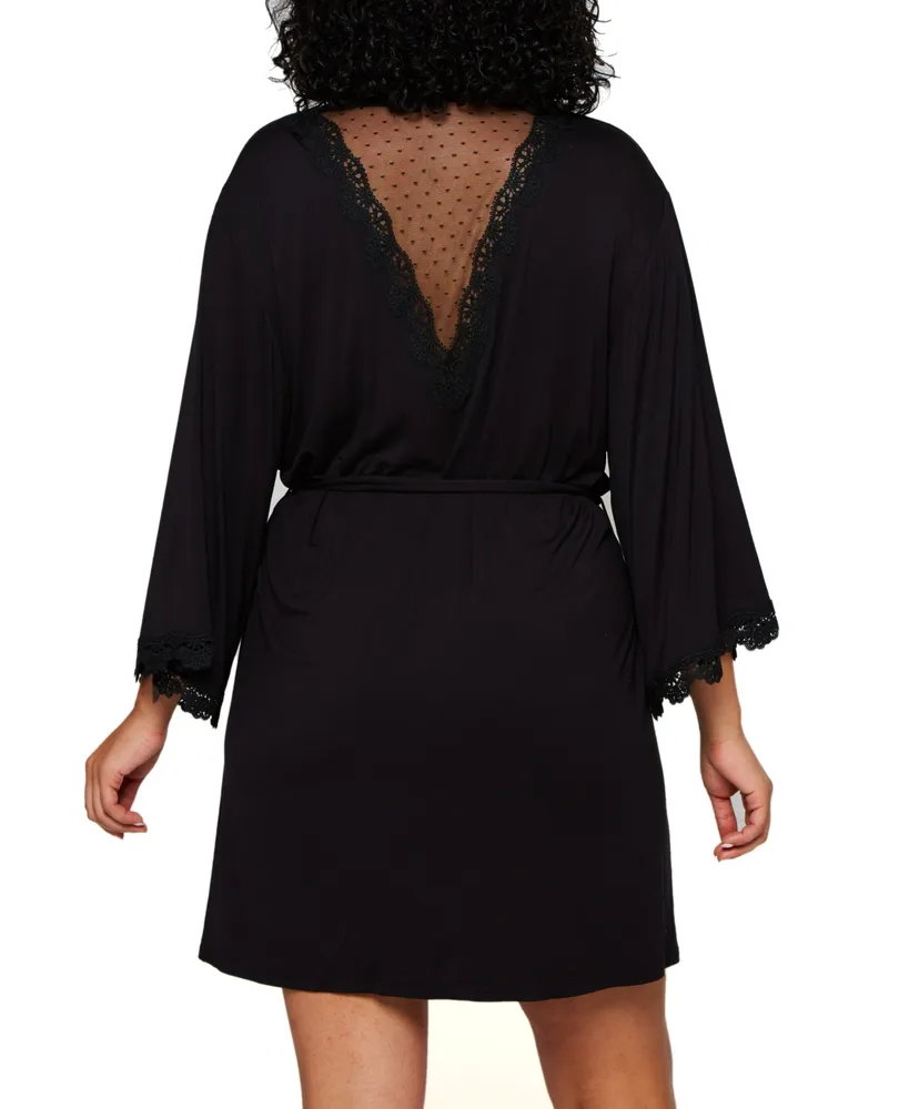 Plus Molly Soft Knit Blend Dotted Mesh Robe