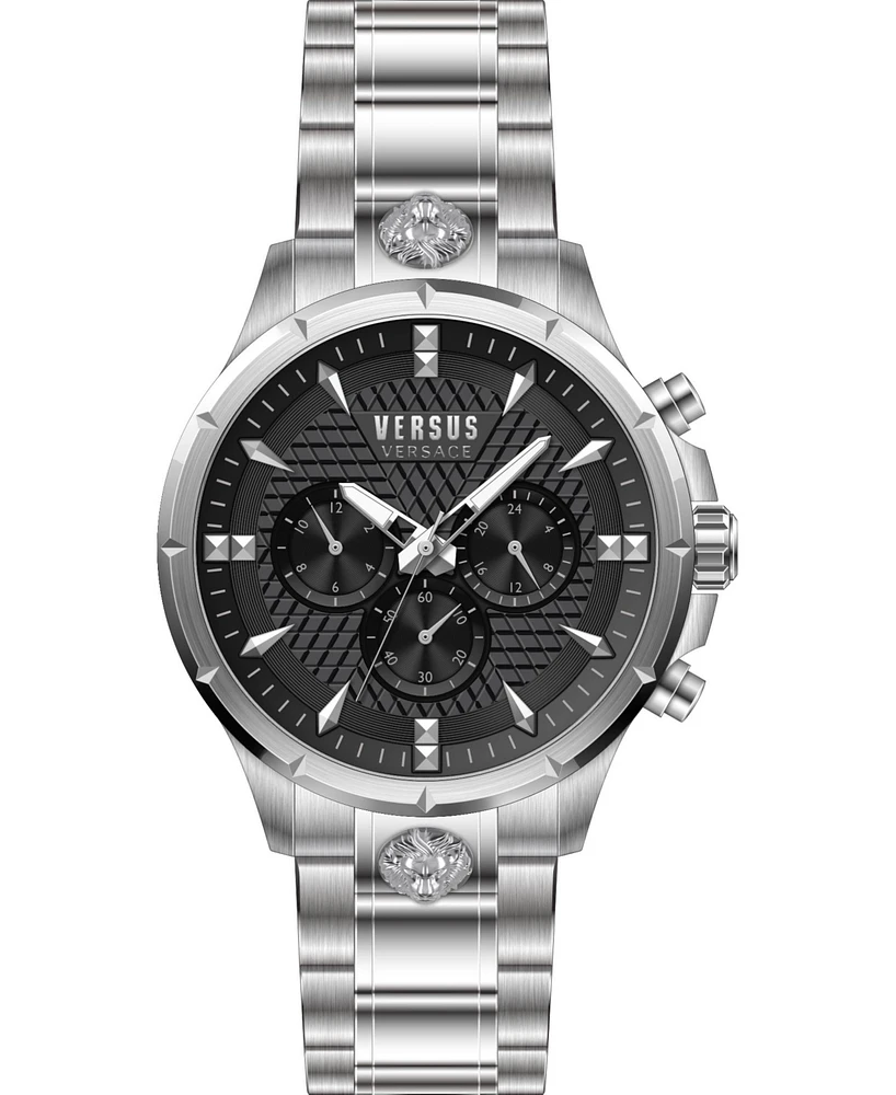 Versus by Versace Men's Chrono Lion Modern Round Silver-tone Stainless Steel Bracelet Watch 45mm