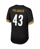 Men's Troy Polamalu Black Pittsburgh Steelers Retired Player Name and Number Mesh Top