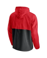 Men's Red, Black Atlanta Hawks Anorak Windbreaker Half-Zip Hoodie Jacket