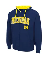 Men's Colosseum Navy Michigan Wolverines Big and Tall Full-Zip Hoodie