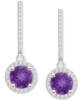 Rhodolite Garnet (2-1/5 ct. t.w.) & Diamond (1/3 Leverback Drop Earrings Sterling Silver (Also Opal, Blue Topaz, Amethyst, Peridot,