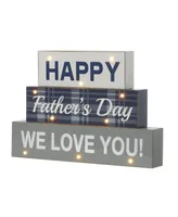 Glitzhome 12" Lighted Wooden Happy Father's Day Block Sign