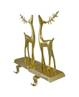 9.75" Standing Reindeer Christmas Stocking Holders, Set of 2 - Gold