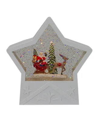 7" Star Christmas Snow Globe with Santa in Sleigh