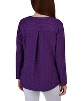 Petite Long Sleeve Honeycomb Tunic Top