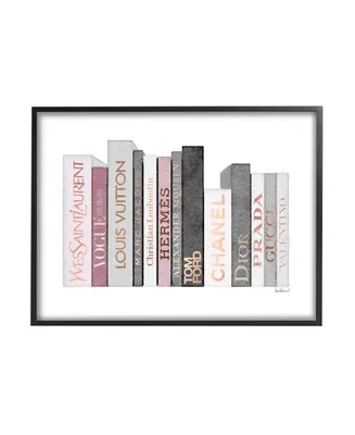 Stupell Industries Fashion Designer Book Stack Pink Gray Watercolor Black Framed Giclee Texturized Art, 11" x 14" - Multi