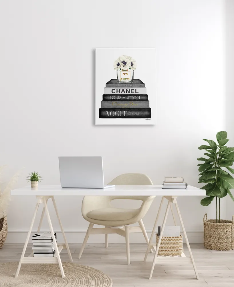 New Book Stack, Black & White Canvas - Canvas Print