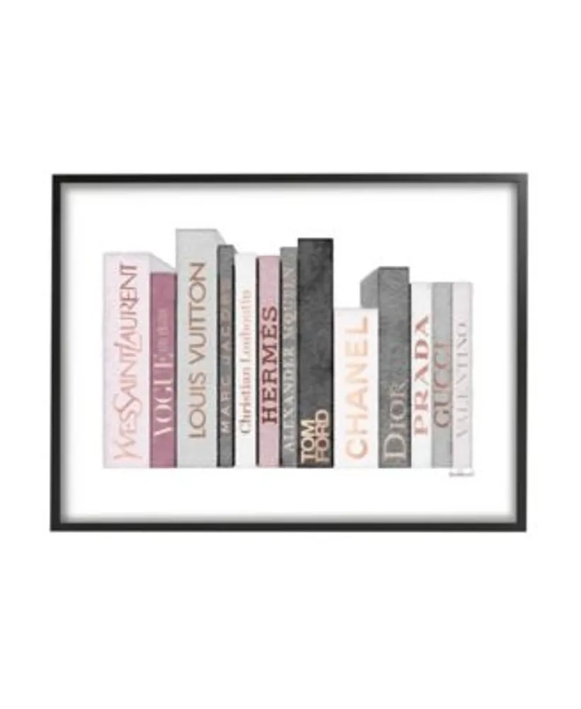 Stupell Industries Fashion Designer Bookstack Pink Gray Watercolor Black Framed Giclee Texturized Art Collection By Amanda Greenwood
