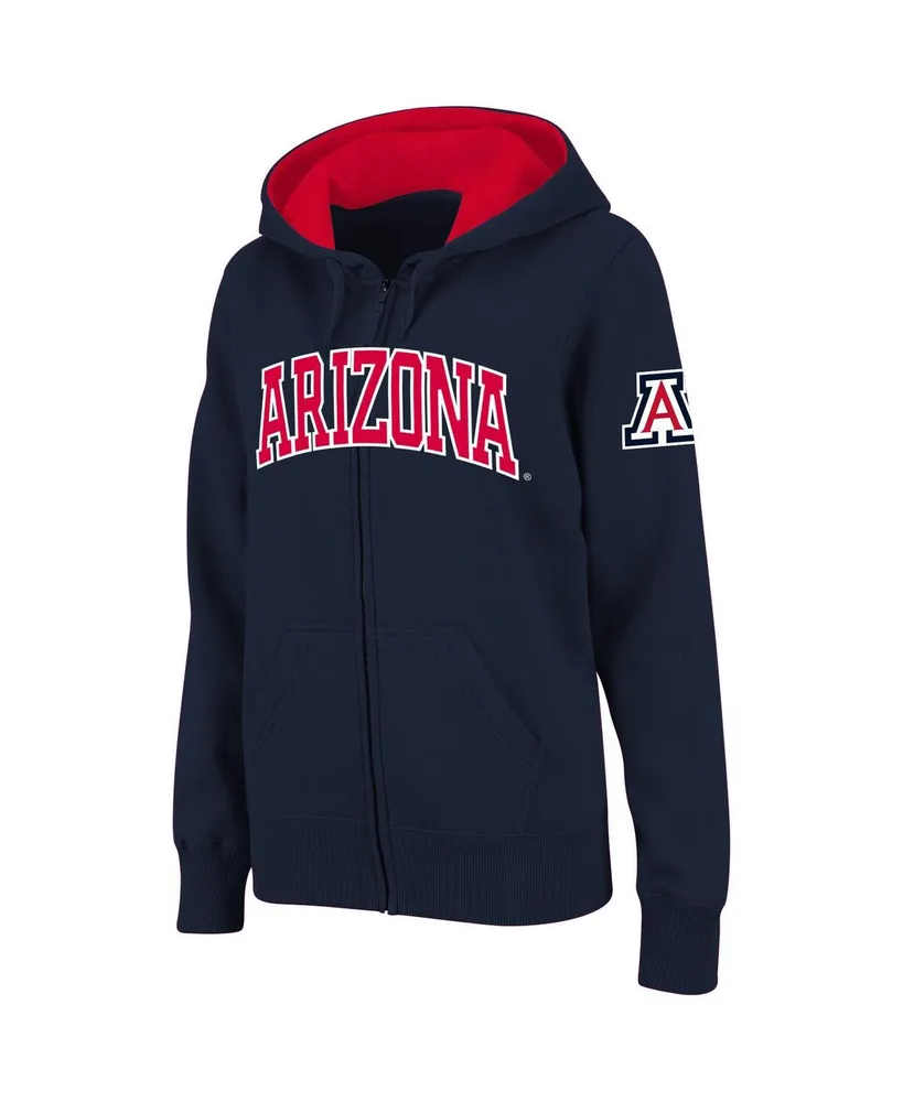 Women's Stadium Athletic Navy Arizona Wildcats Arched Name Full-Zip Hoodie