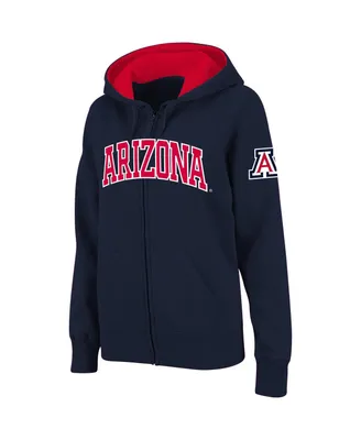 Women's Stadium Athletic Navy Arizona Wildcats Arched Name Full-Zip Hoodie