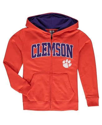 Big Boys Clemson Tigers Applique Arch and Logo Full-Zip Hoodie