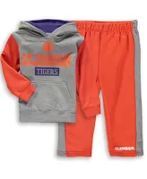 Toddler Boys Heathered Gray, Orange Clemson Tigers Back To School Fleece Hoodie And Pant Set