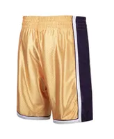 Men's Kobe Bryant Gold-Tone and Purple Los Angeles Lakers Authentic Reversible Shorts - Gold