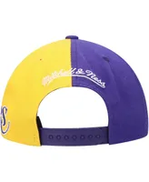 Men's Purple and Gold Los Angeles Lakers Team Half and Half Snapback Hat