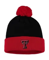 Men's Black and Red Texas Tech Red Raiders Core 2-Tone Cuffed Knit Hat with Pom