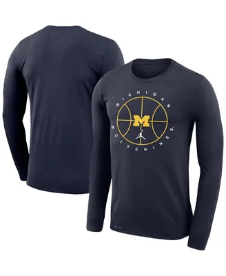 Men's Navy Michigan Wolverines Basketball Icon Legend Performance Long Sleeve T-shirt
