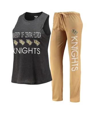 Women's Gold, Black Ucf Knights Tank Top and Pants Sleep Set - Gold