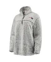 Women's Gray New England Patriots Sherpa Quarter-Zip Pullover Jacket