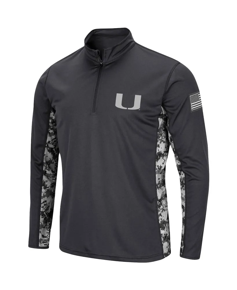 Men's Charcoal Miami Hurricanes Oht Military-Inspired Appreciation Digi Camo Quarter-Zip Jacket