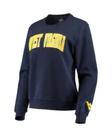 Women's Navy West Virginia Mountaineers Campanile Pullover Sweatshirt