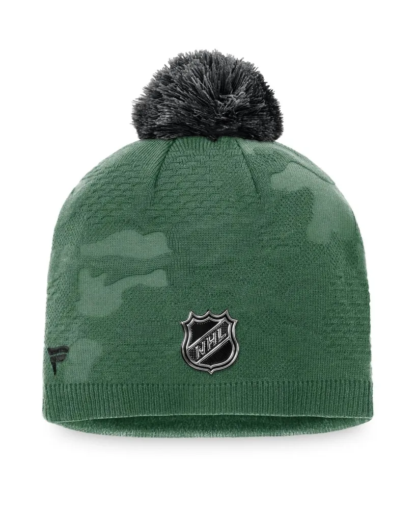 Women's Kelly Green and Black Dallas Stars Authentic Pro Team Locker Room Beanie with Pom