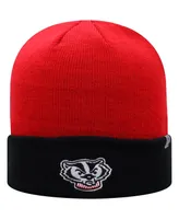Men's Red and Black Wisconsin Badgers Core 2-Tone Cuffed Knit Hat